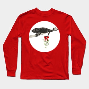 Chameleon holding mistletoe Long Sleeve T-Shirt